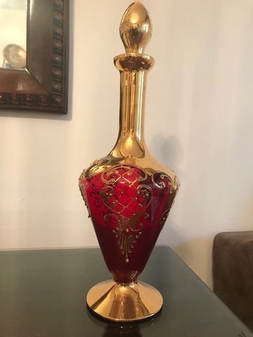 Set de vin sau cognac sticla de Murano cu foita de aur de 24K aplicata