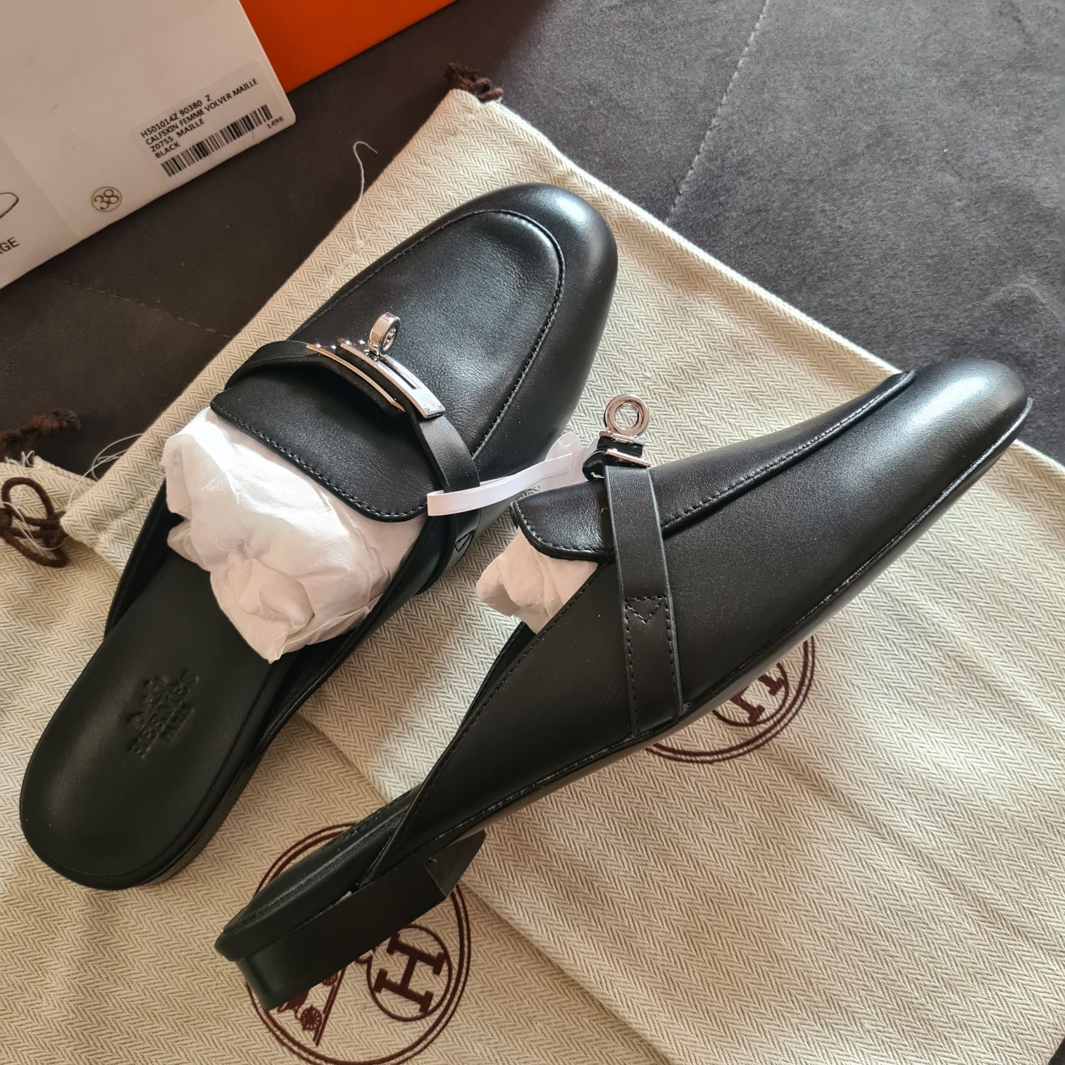 Papuci mules H*r*es / piele naturala/size 37,38,39/full pack(Chanel)