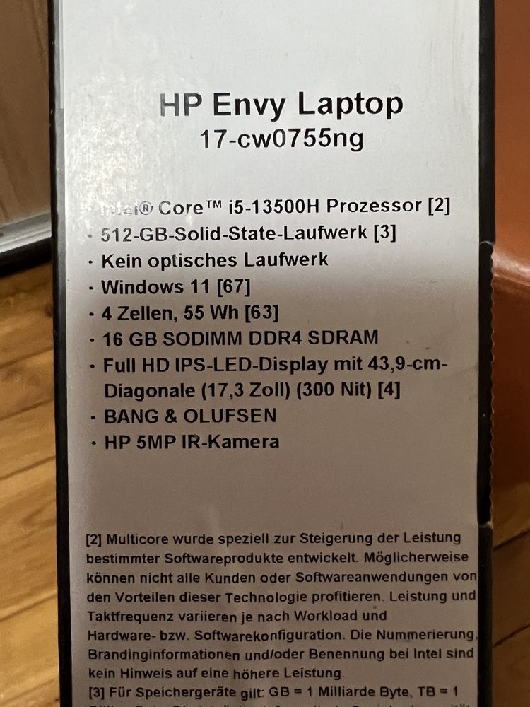 HP Envy Laptop 17-cw0755ng, i 5-13500H,16GB DDR 4 , 512 SSD