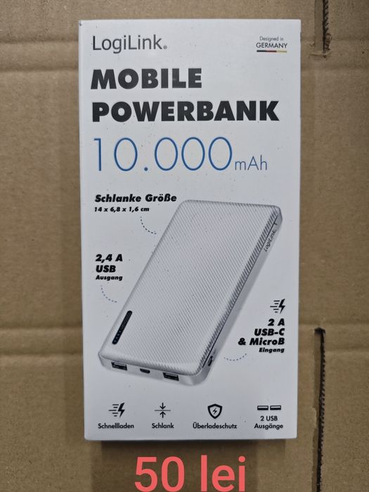 Power bank logilink 10.000 mh powerbank baterie externa