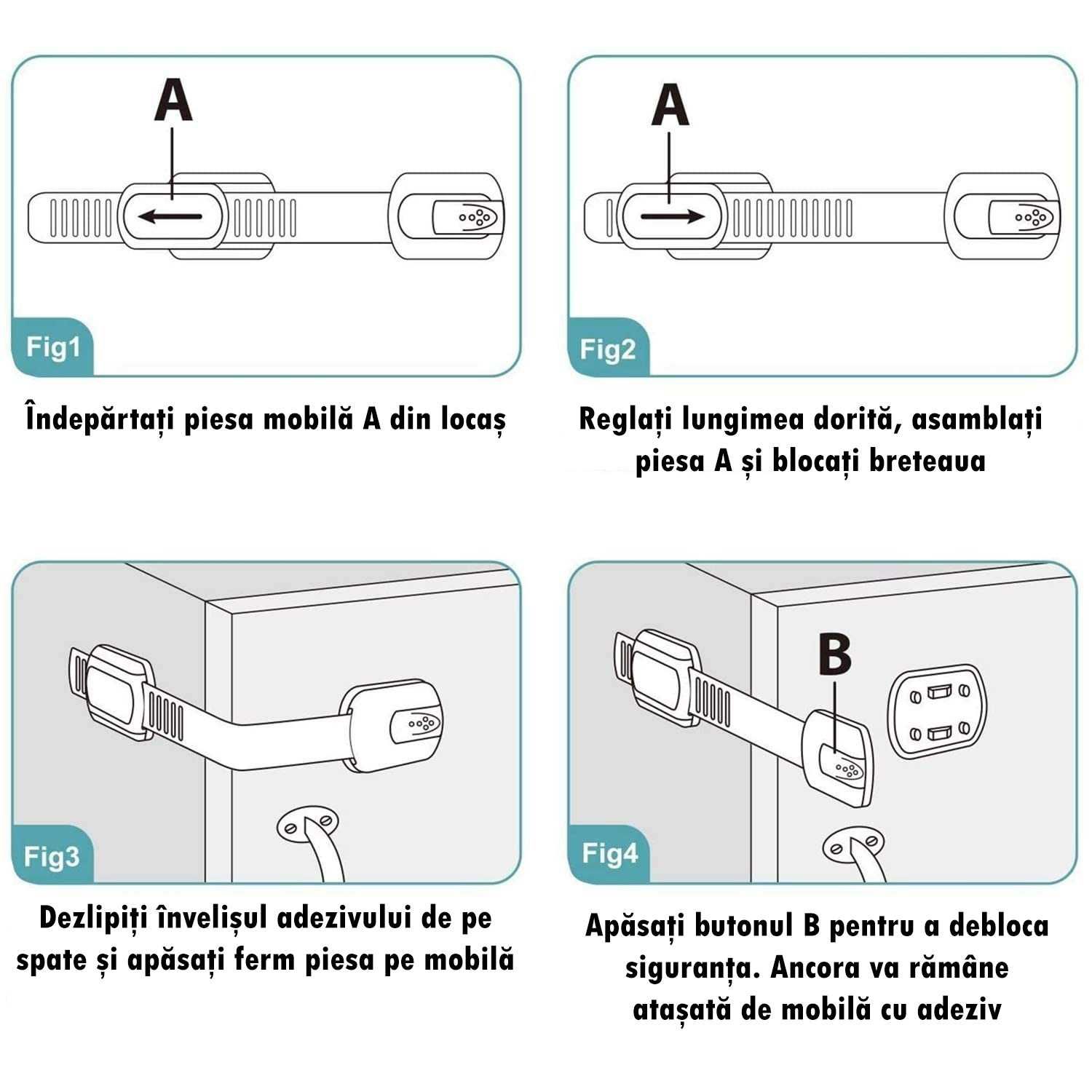 Set 10 Incuietori Usi Copii, Blocheaza Sertare, Dulap, Frigider,Cuptor