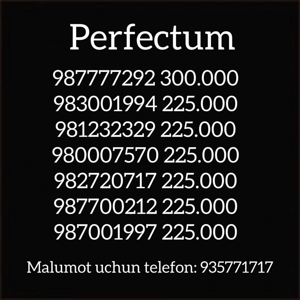 Perfectum raqamlar sotiladi