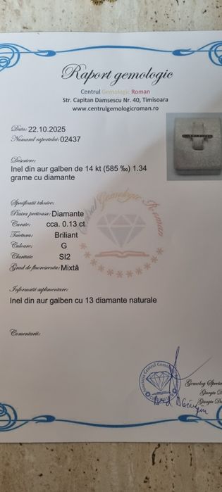 Inel aur 14k cu 13 diamante naturale