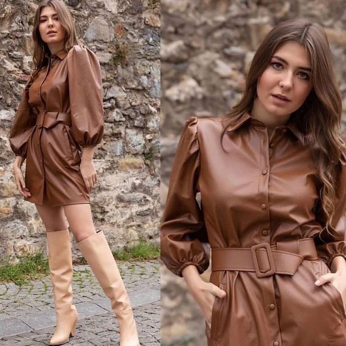 Кожаное НОВОЕ платье размер S/M