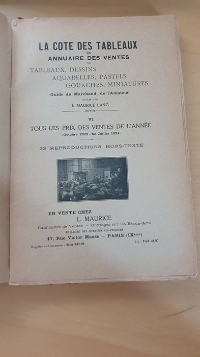Catalog licitații tablouri Paris 1924