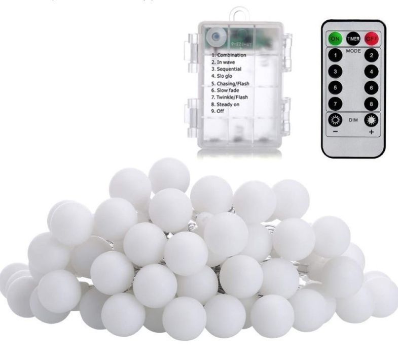 Соларно коледно LED осветление, 60 броя, 6 метра