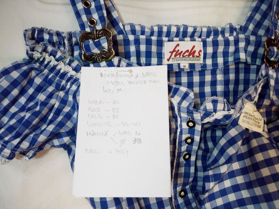 Camașa , Bluza pt Dirndl M/ 38-40 Rochie tiroleza sarafan bavarez
