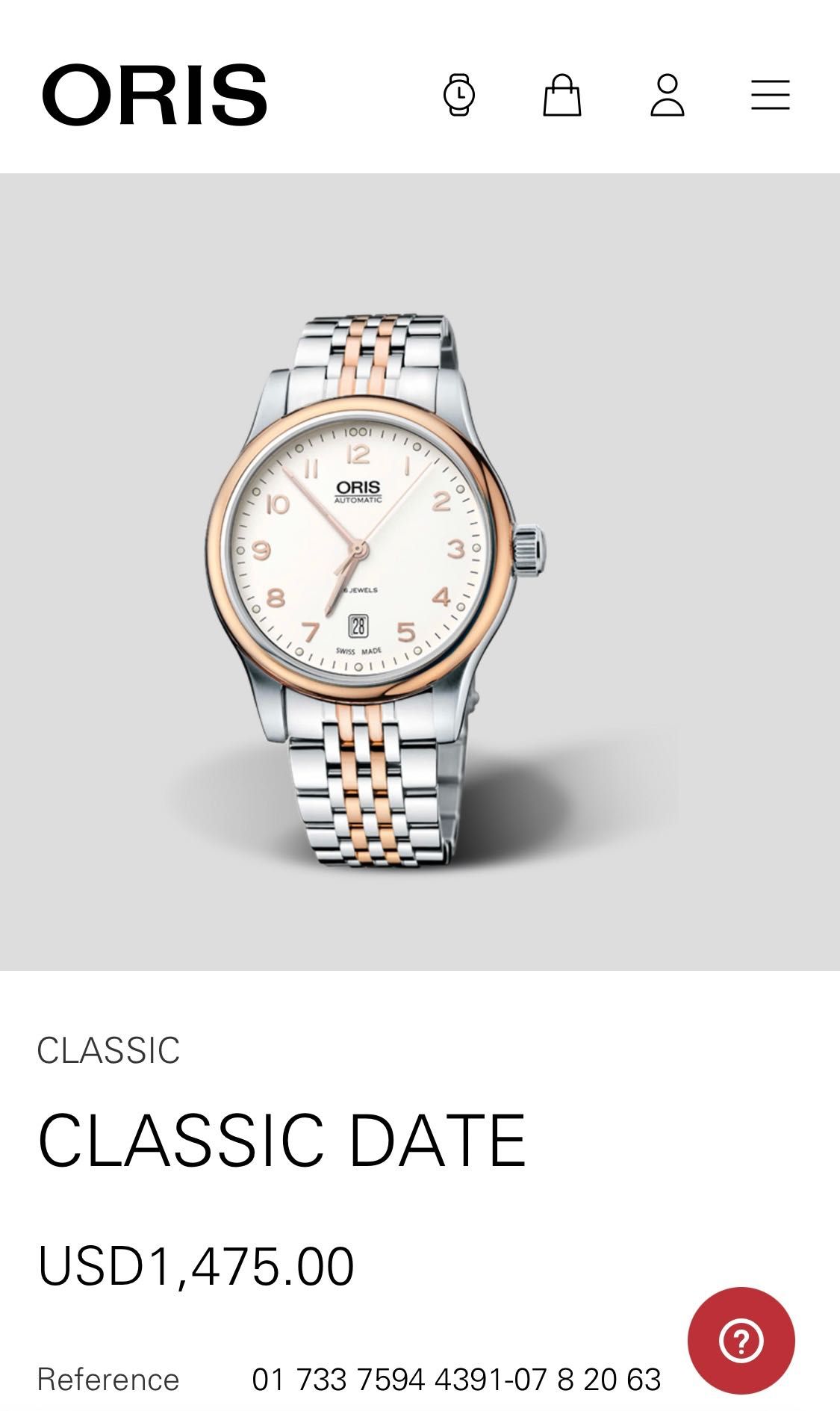 Часовник Oris Classic Date