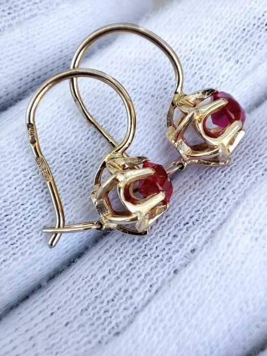 Cercei Aur Tulip 14K 583 Rusia Rusesti Cu Rubelit Aur Rusesc