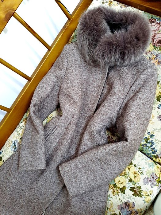 Palton din lână cu blana naturala