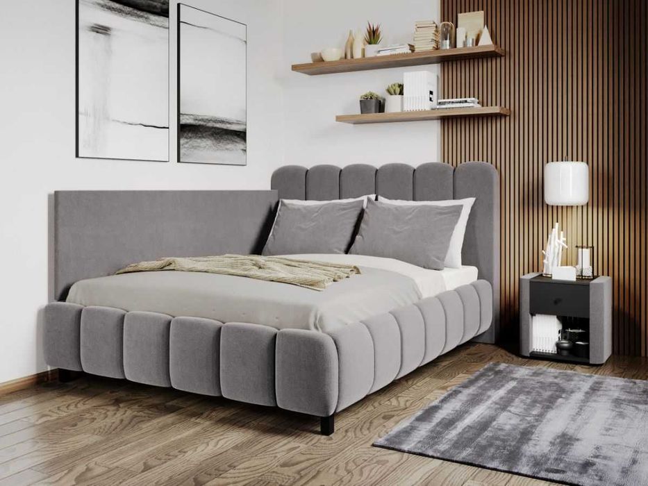 Pat Tapitat colt Bari Gri Velluto 16 somiera rabatabila si lada