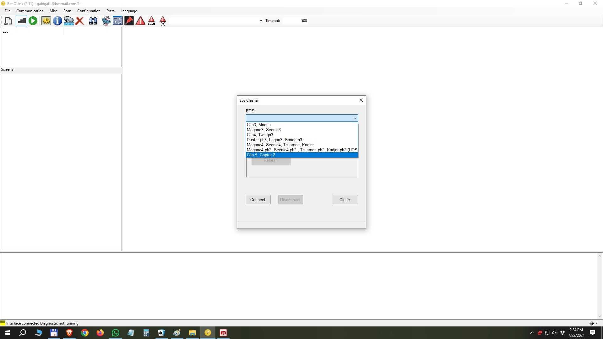 Interfata vLinker FS cu licenta Renolink v2.11 database 2024 + ddt4all