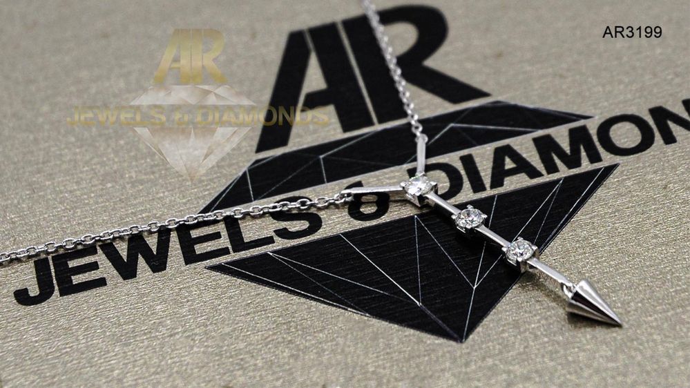 Colier Aur Alb cu Diamante model nou deosebit ARJEWELS(AR3199)