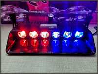 Мощен LED Полицейски сигнален блиц за табло!!син/червен 6 LED Police