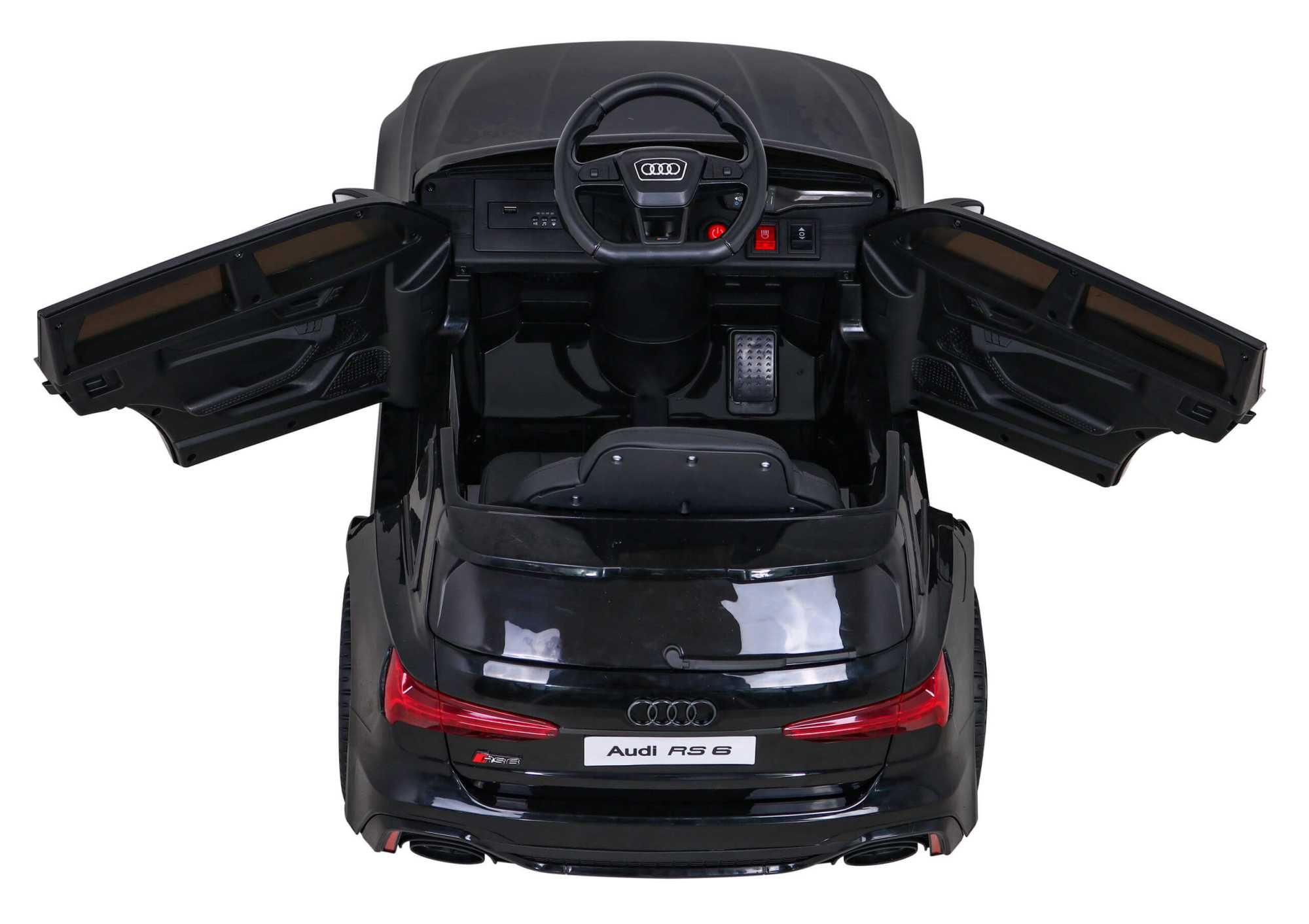 Masinuta electrica copii 1-4 ani Audi RS6, Roti Moi, Scaun Piele Negru