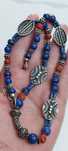 Reducere! Colier masiv argint cu pietre naturale lapis lazuli și coral