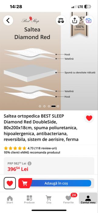 Saltea Pat  Ortopedica Spuma 80x200