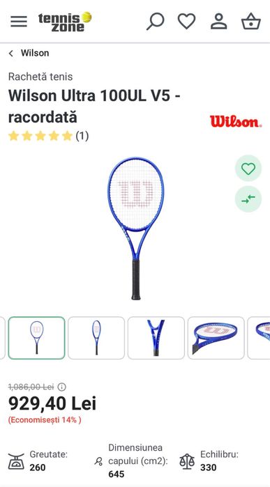 Racheta noua Wilson Ultra V5 100UL 260g