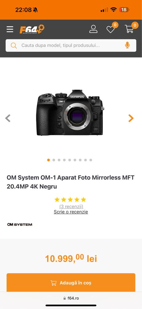Aparat Foto Olympus OM-1 Mirrorless MFT 20.4MP 4K nou sigilat