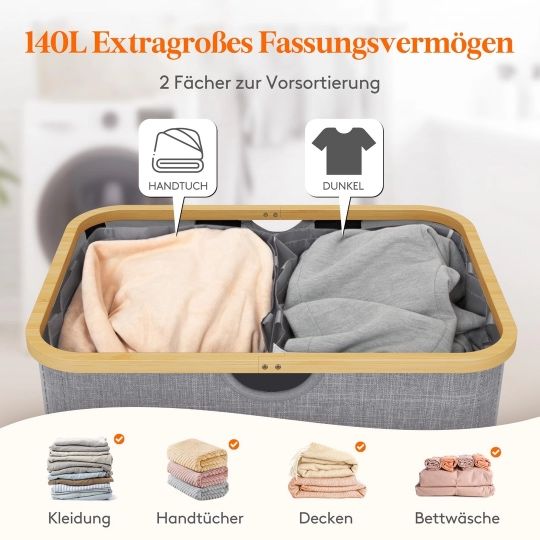 Coș de rufe Lifewit Laundry Basket cu capac, 140L
