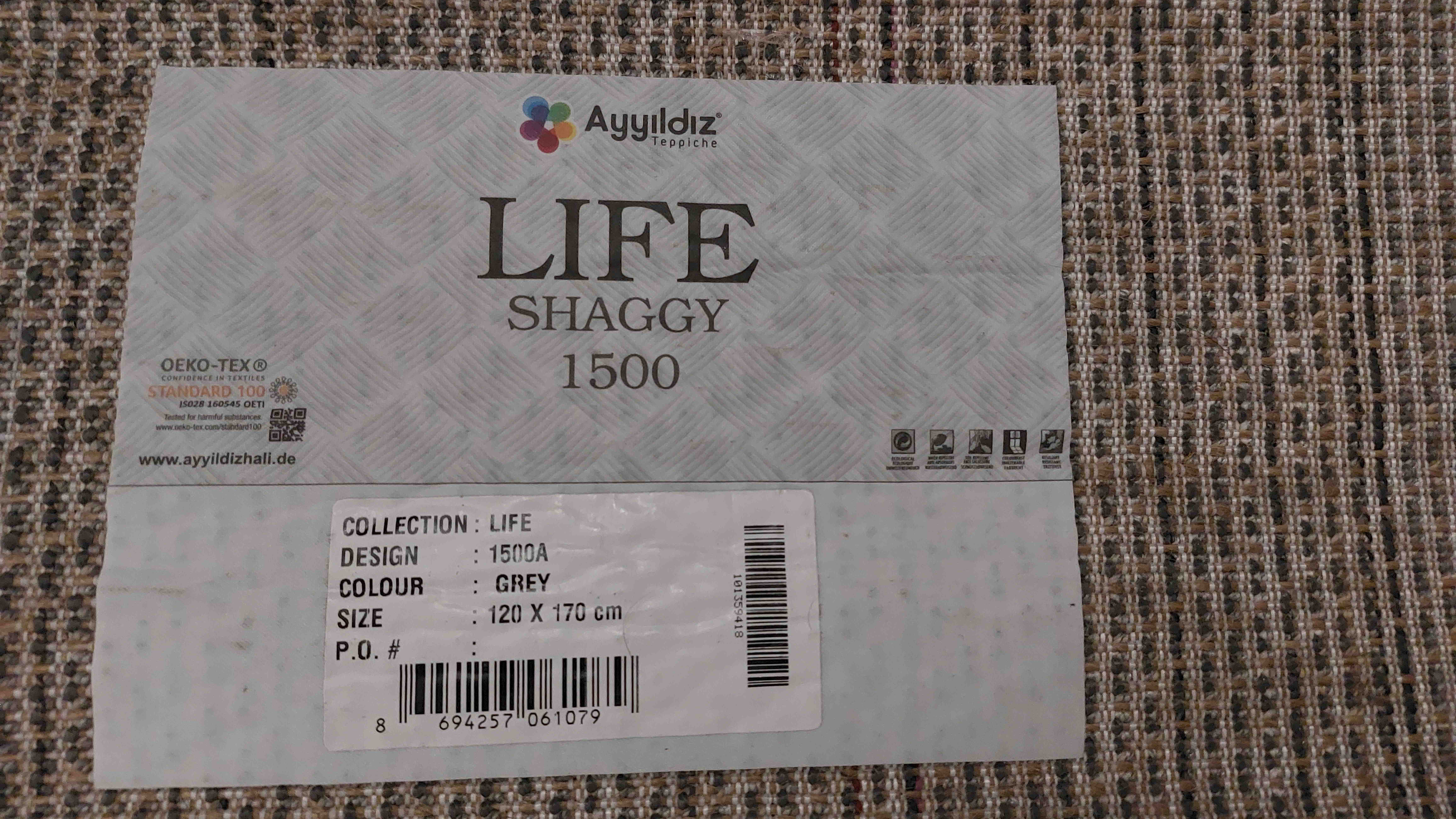 Килим Shaggy Grey 120x170см