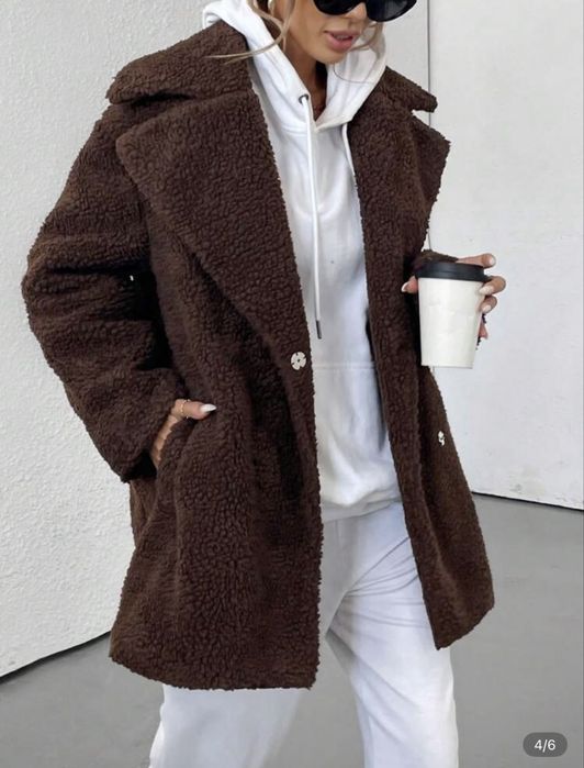 Кафяво палто Teddy bear с колан