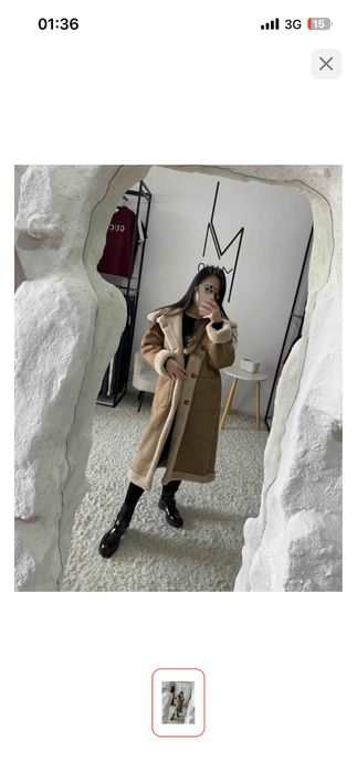 Стильная двусторонняя дублёнка-шуба