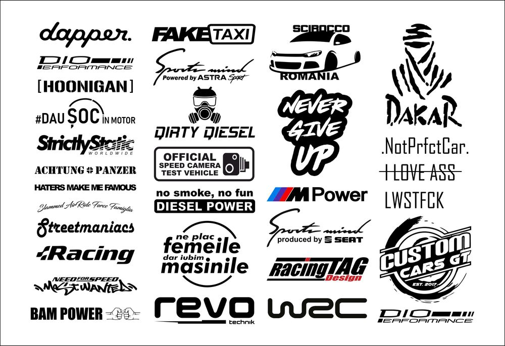 Stickere auto pentru caroserie, luneta, geamuri laterale, etc