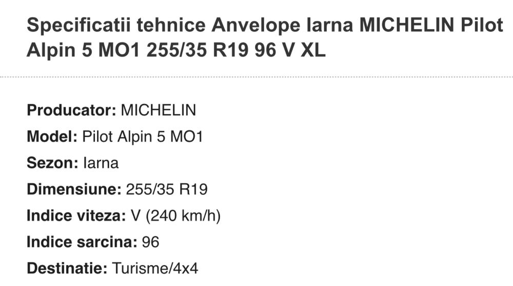 Set doua cauciucuri noi michelin Pilot Alpin 5 MO1 255 35r19 9)Vxl