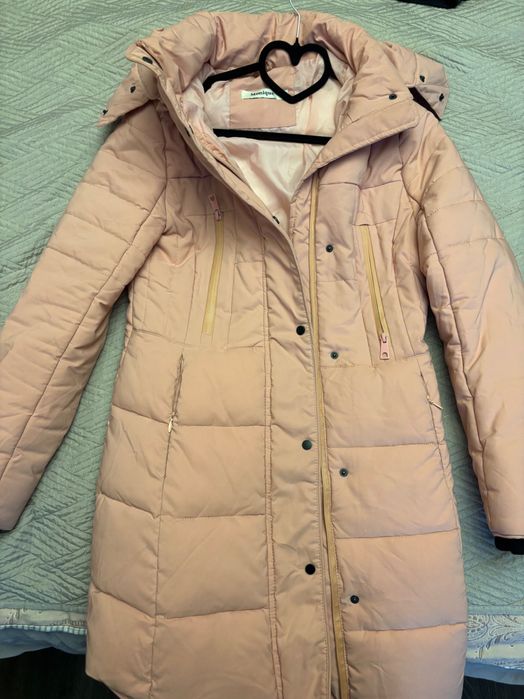 Дамско топло палто в розово