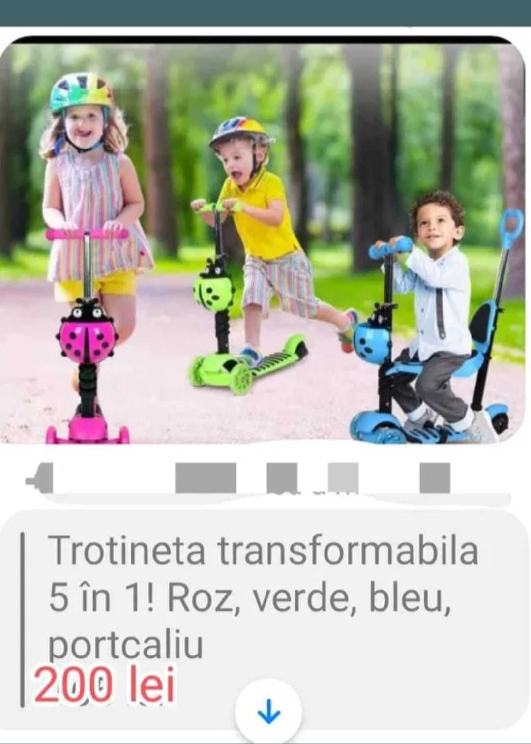 Trotineta 5 in 1 cu scaun si maner multifunctionala reglabil