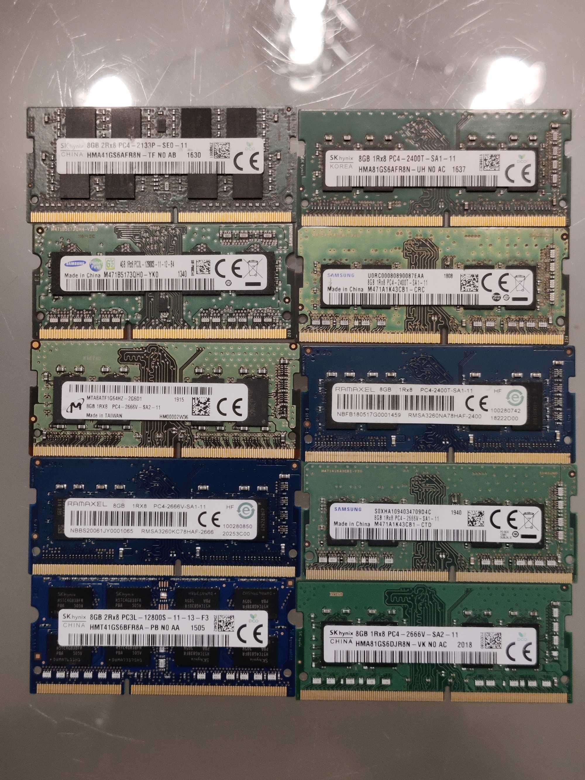 Продавам памети за лаптоп SO-DIMM DDR3 и DDR4 8GB