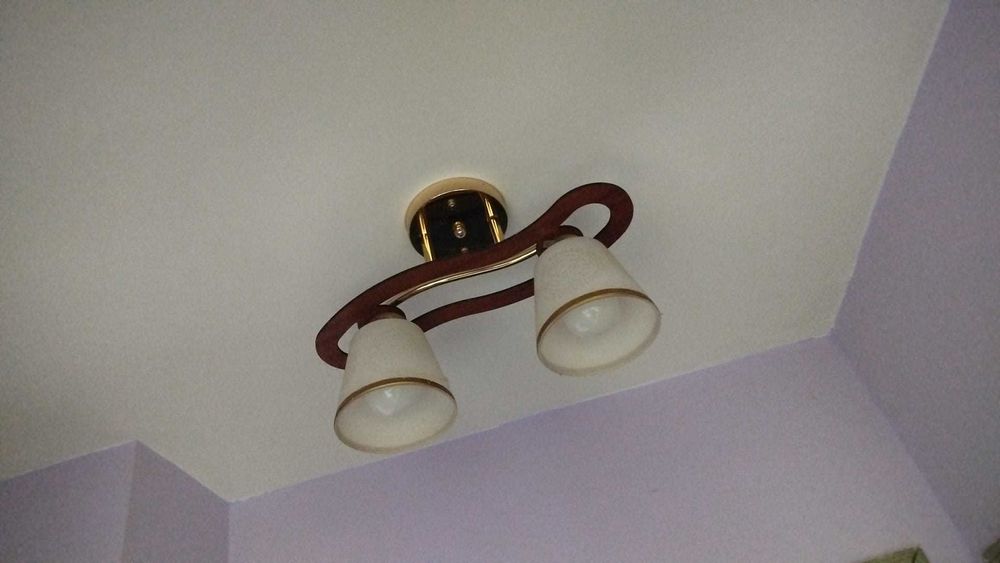 lustra lemn cu 2 becuri led 14 W