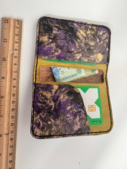 Portofel handmade piele naturală – vopsit manual, unicat