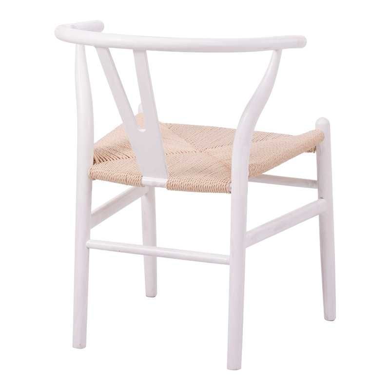 Стол, Wishbone chair, Бял, Черен, Натурален, Дърво, 60х51х80см.