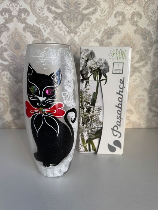 Продам вазу для цветов — стекло, ручная роспись