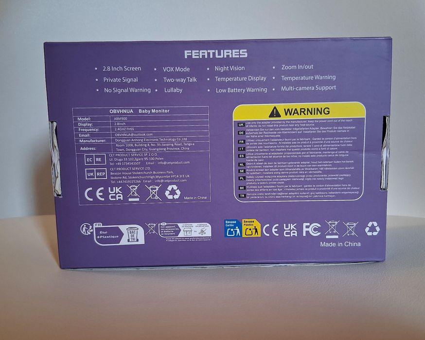 Nou Baby Monitor portabil bebelusi 2.4ghz,300m,8 melodii,termometru