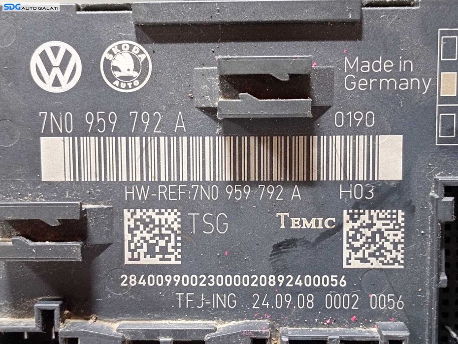 Calculator Modul Confort Comfort de pe Usa Portiera Dreapta Fata Skoda Superb 2 2008 - 2013 Cod 7N0959792A [M5185]