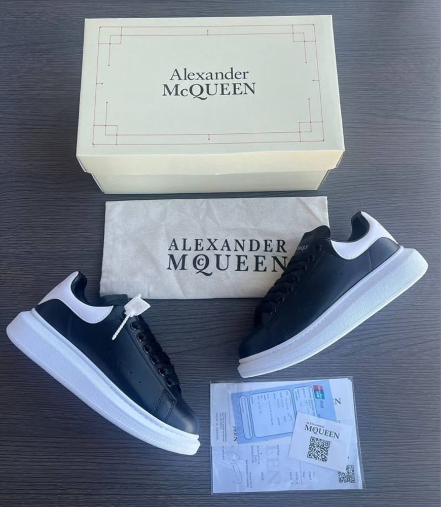 Adidasi Alexander Mcqueen black-white alb/negru piele naturala