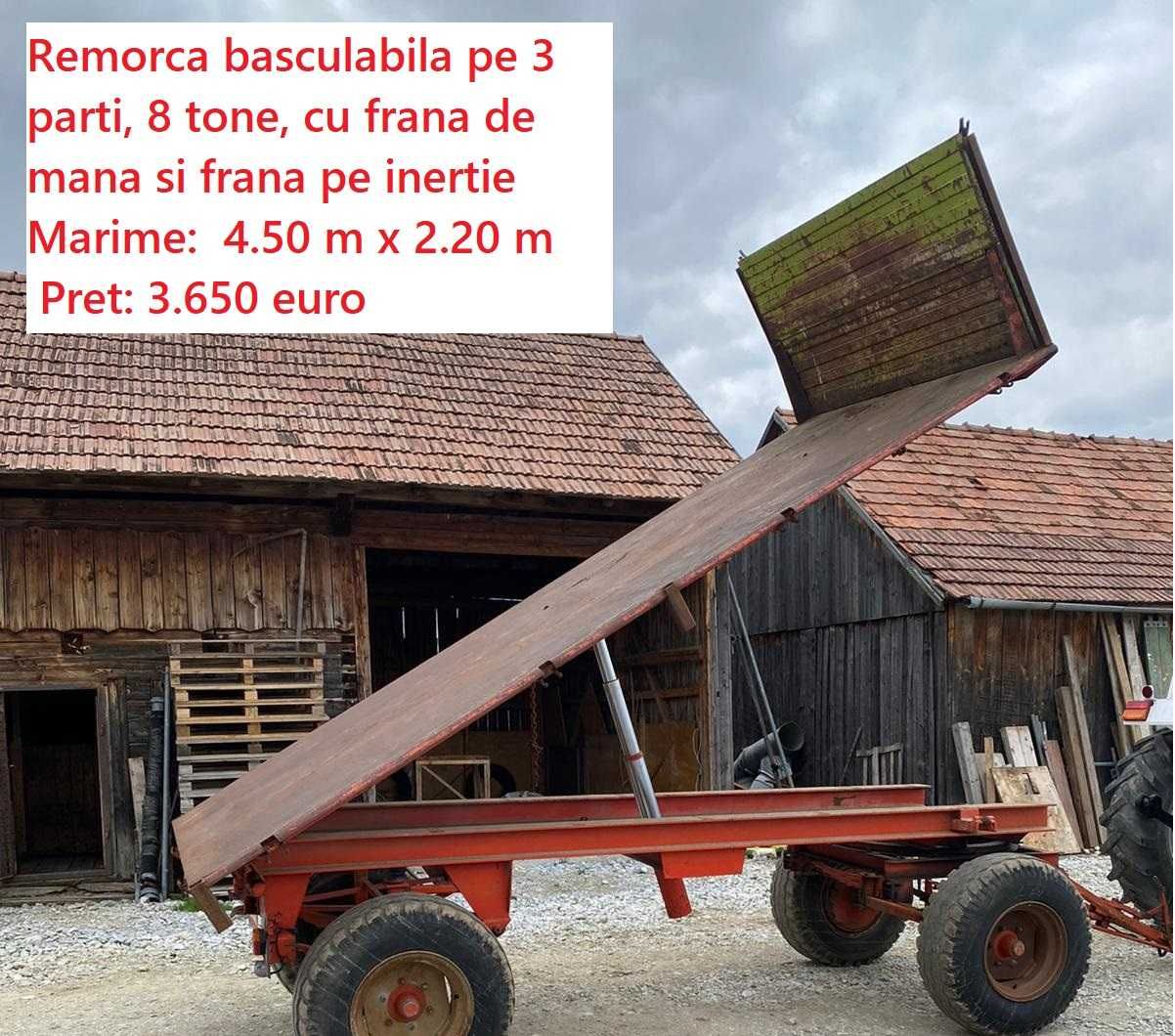 Remorca basculabila pe 3 parti, pe 2 axe, mai multe , 6-12 tone