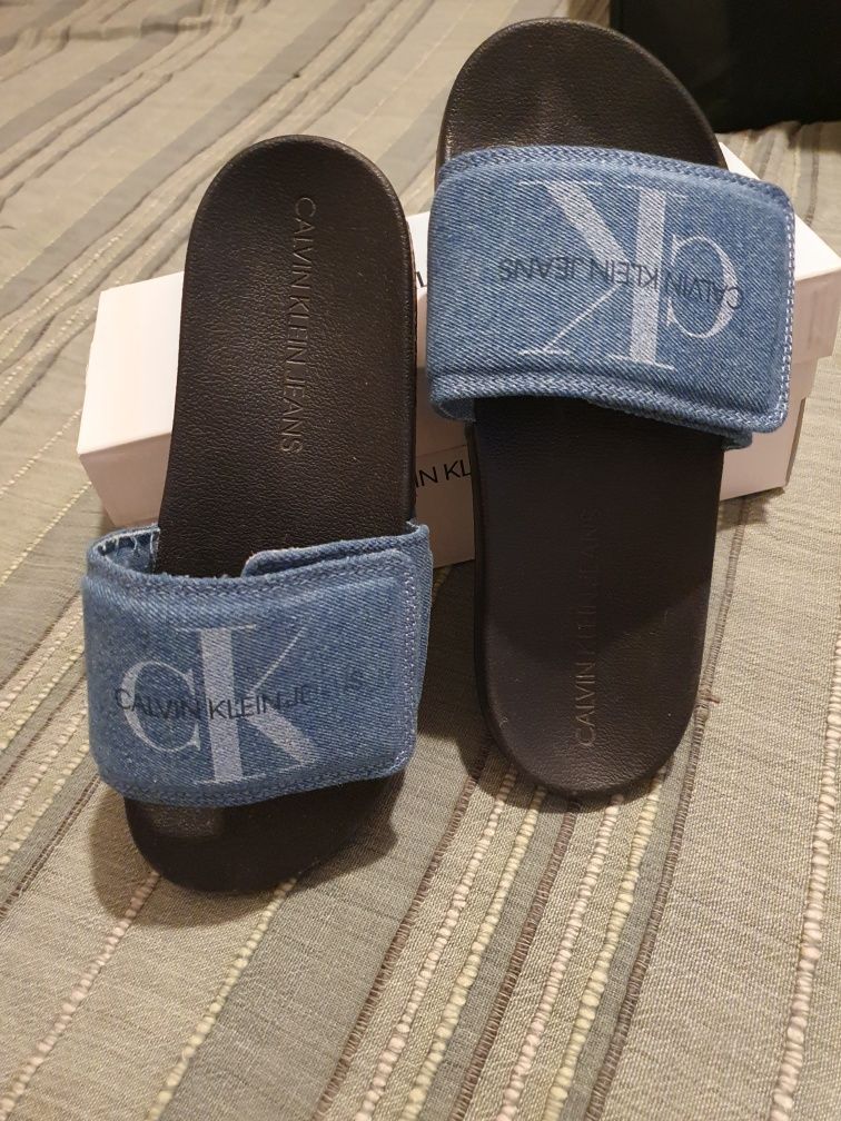 Papuci din denim calvin klein