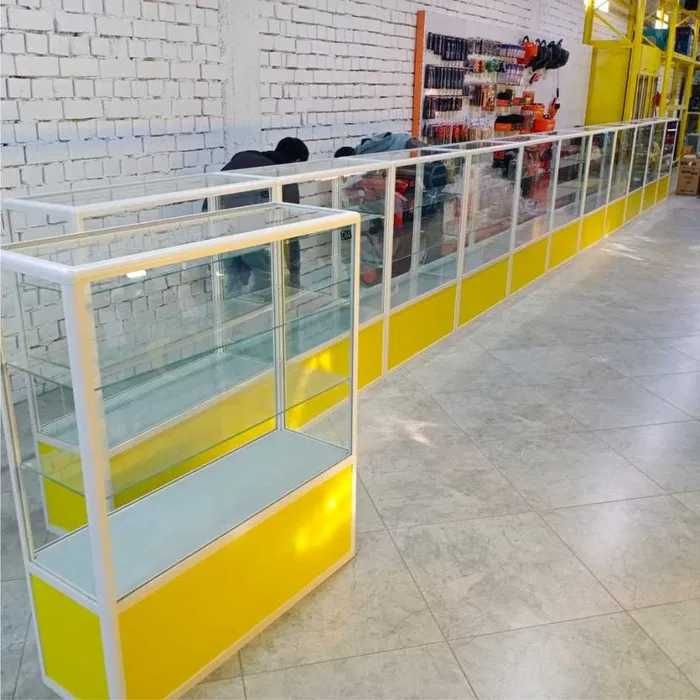 Прилавок витрина стеклянная из профиля, оборудование для магазина kavp