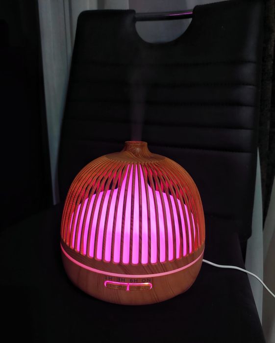 Difuzor de Aromaterapie cu LED – Design Imitatie Lemn, 300–500 ml, 7 C