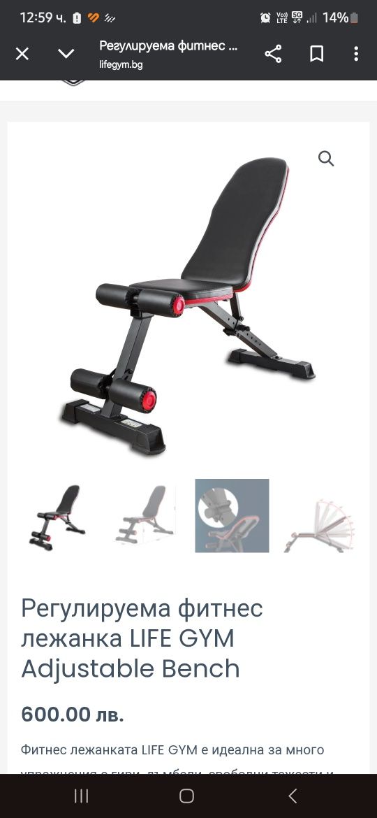 Фитнес лежанка Life Gym