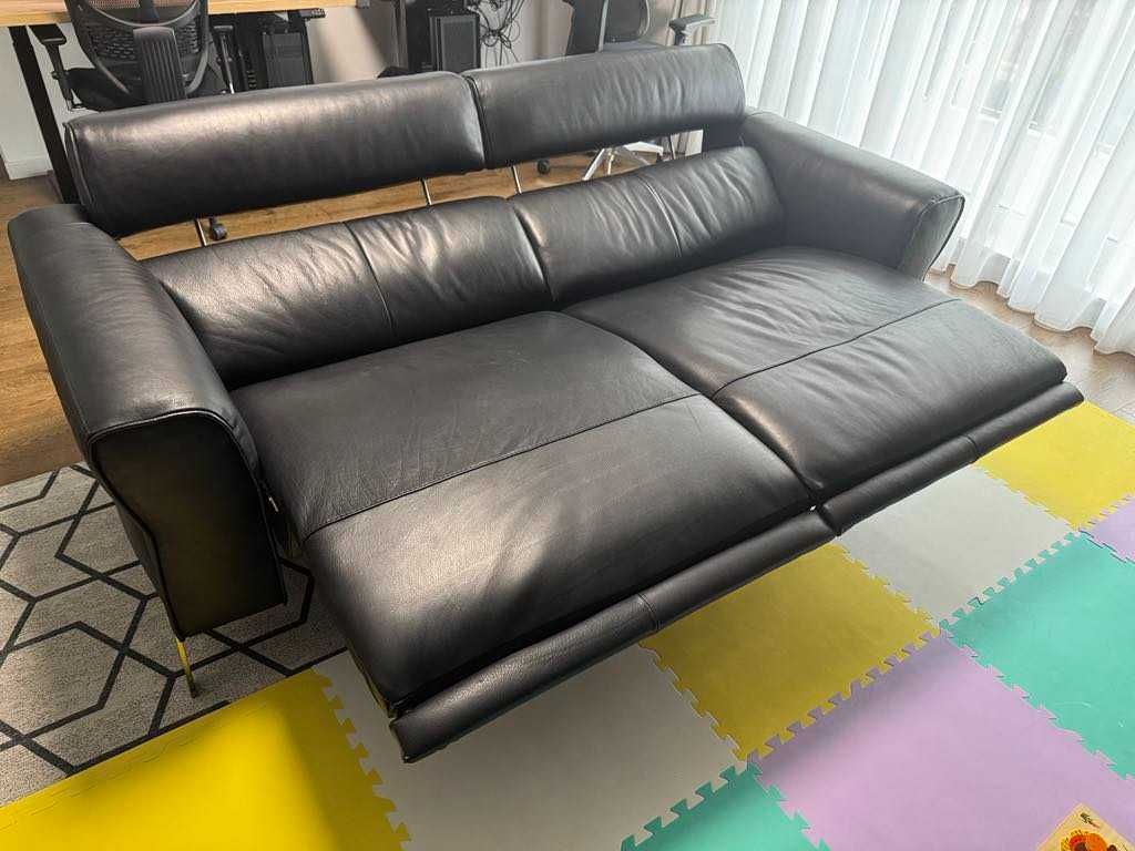 Canapea din piele neagra cu recliner - Natuzzi Editions-Model Eleganza