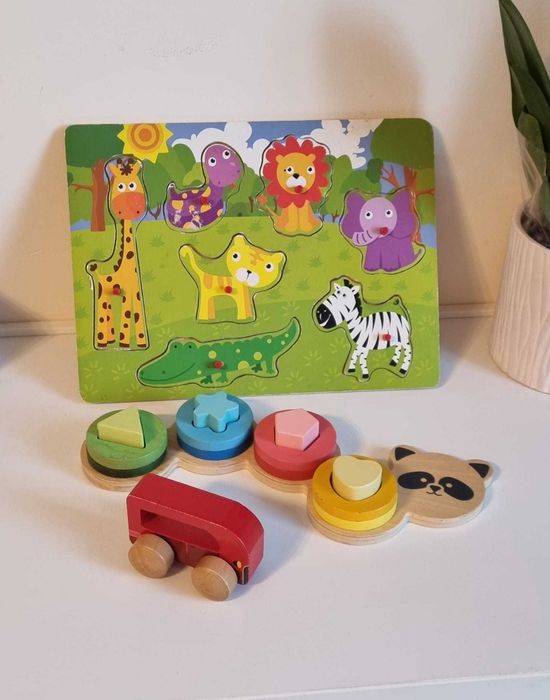 Set jucării educative pentru copii - lemn, puzzle, cărți, sortator