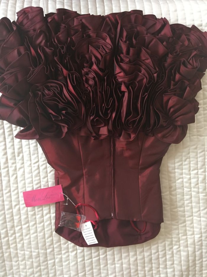 НОВА MORI LEE абитуриентска бална официална рокля тъмно червена XS S