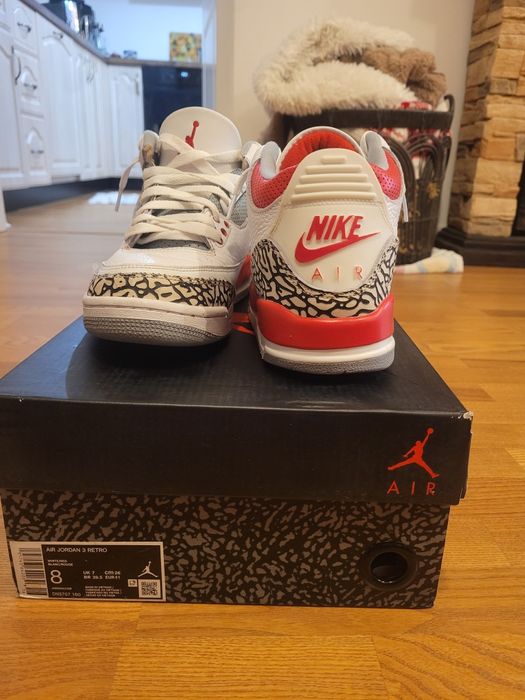 Jordan 3 red&white