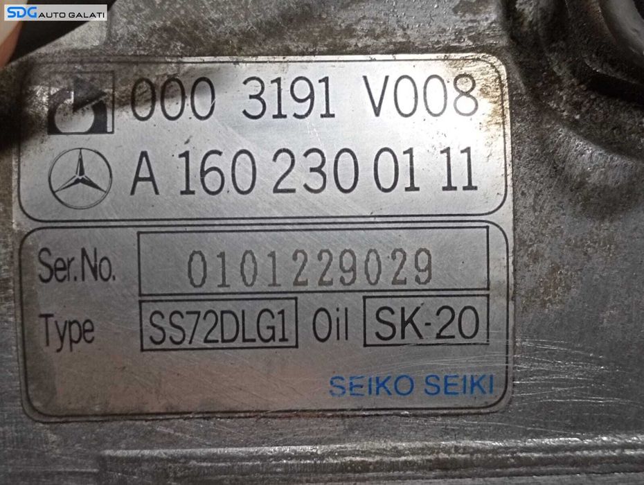 Compresor AC Aer Conditionat Clima Smart Fortwo 0.8 B 1998 - 2006 Cod A1602300111 0003191V008 [M3769]