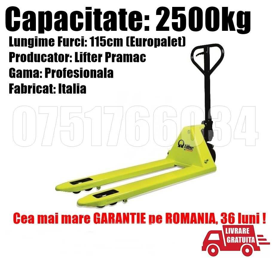 Transpalet Manual Profesional Pramac Furci 2500 kg Livrare GRATUITA